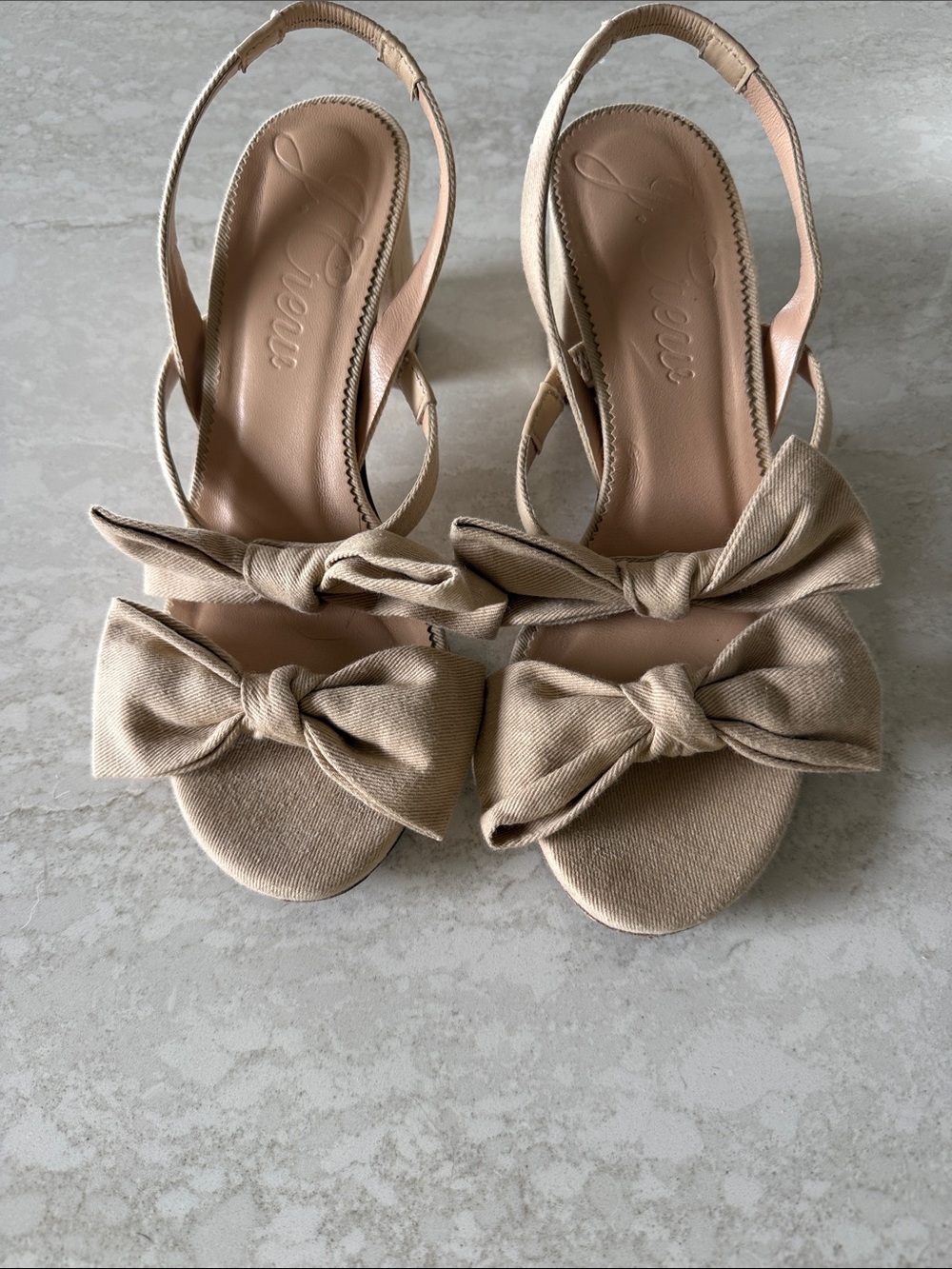 J. Crew Beige Bow Slingback Sandals